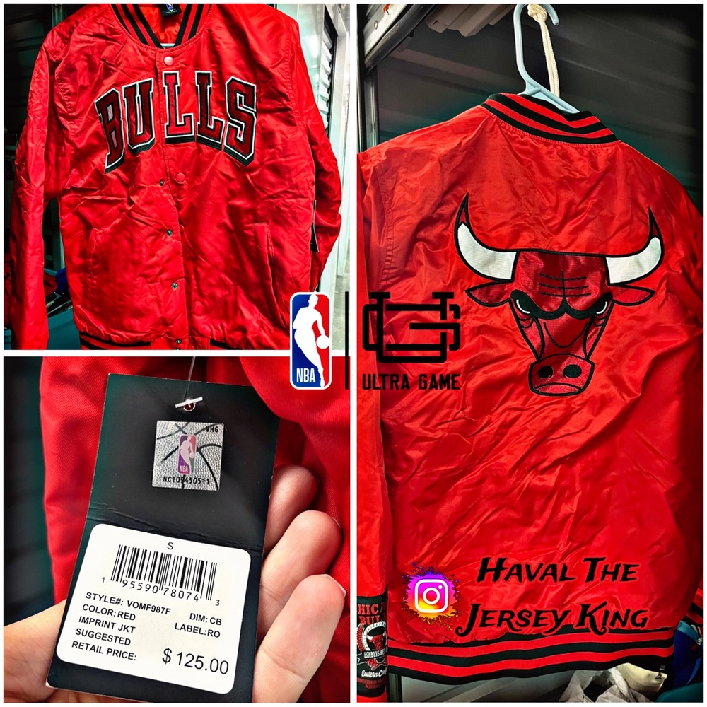 Mens ULTRA GAME NBA Red Chicago Bulls Varsity Jacket 🧥🐂🏀